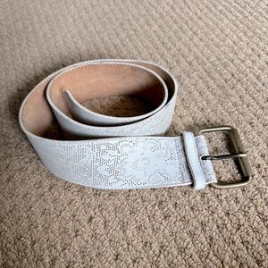Wide White Leather Lace Catherine Malandrino Belt